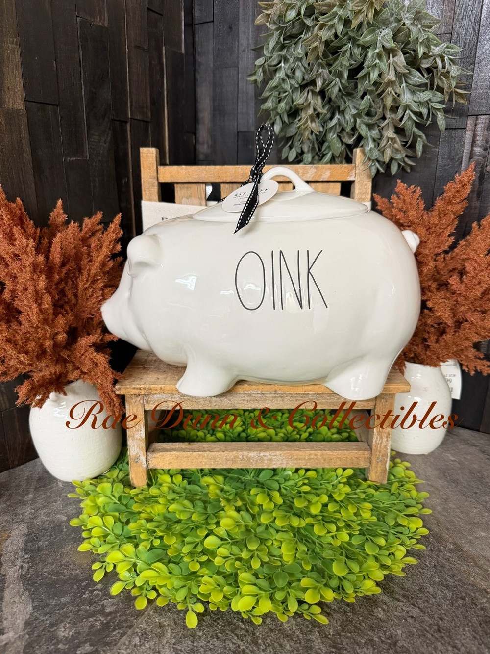 Rae Dunn White Ceramic Oink large canister